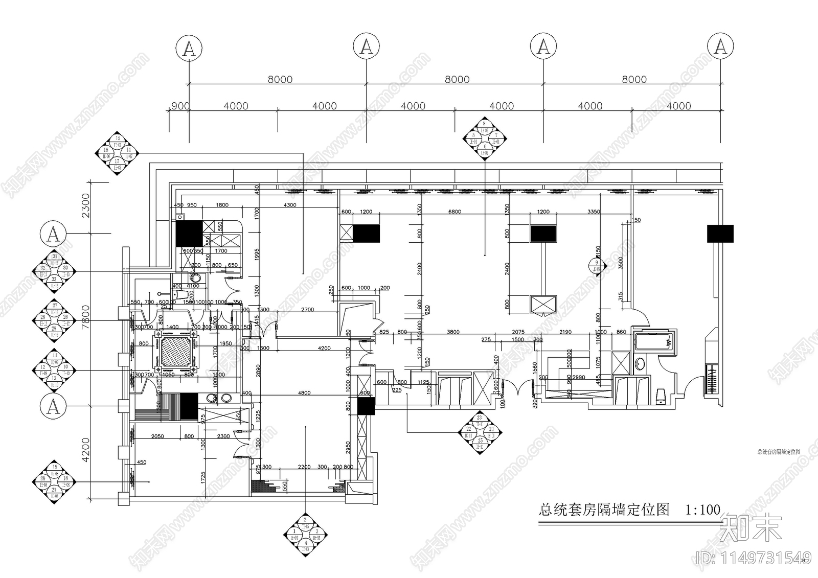 酒店室内装修cad施工图下载【ID:1149731549】