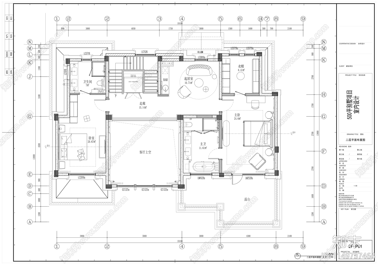 500平别墅室内cad施工图下载【ID:1149737464】