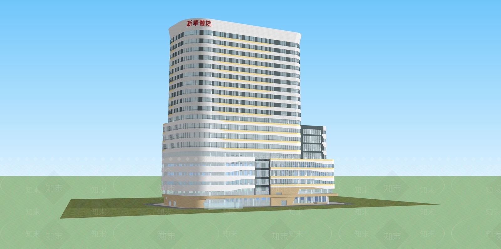 现代医院建筑设计SU模型下载【ID:1149738148】