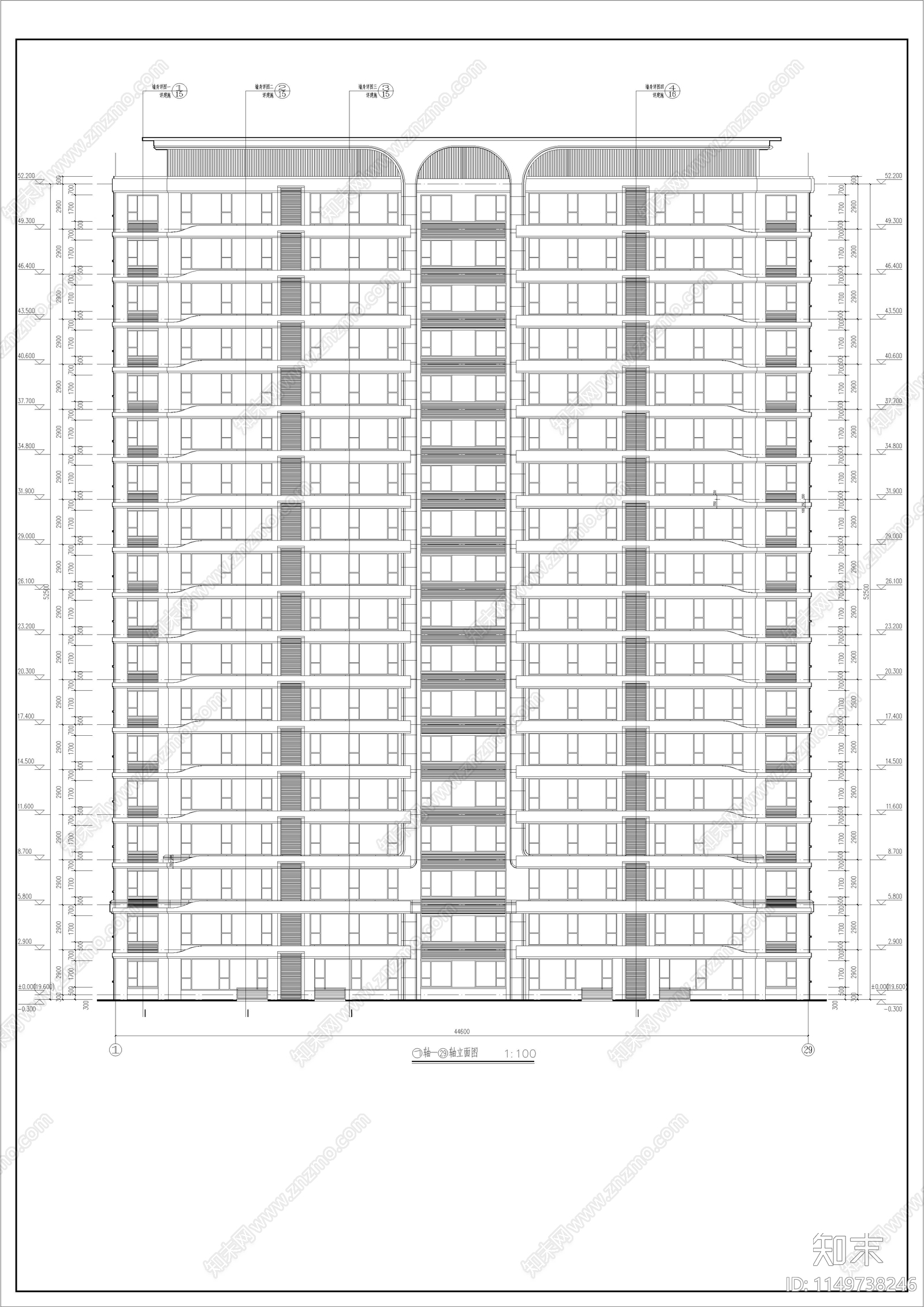 18层高层住宅楼建筑施工图下载【ID:1149738246】