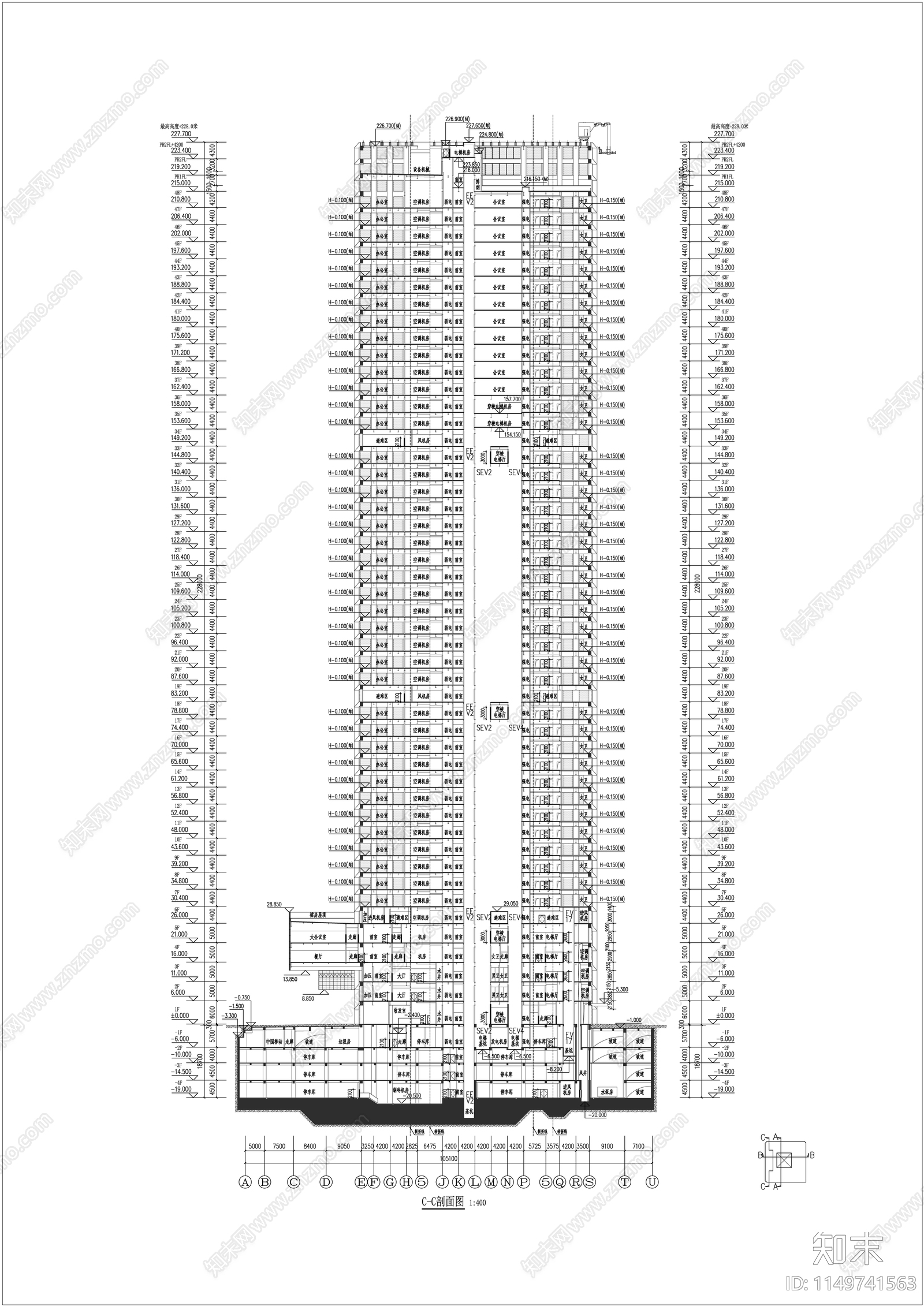 深圳太平金融大厦超高层办公楼建筑cad施工图下载【ID:1149741563】