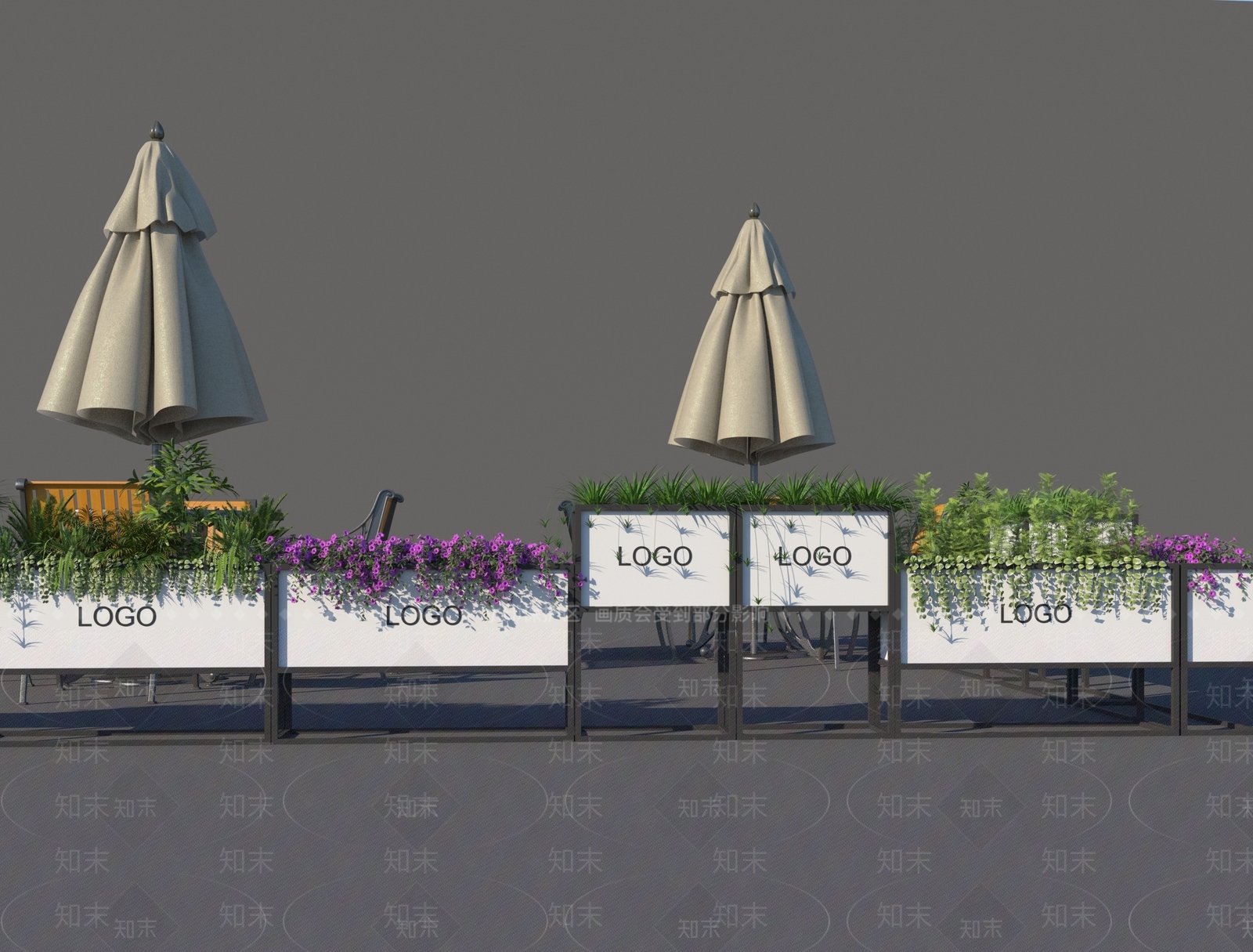 现代户外植物花箱3D模型下载【ID:1149745002】