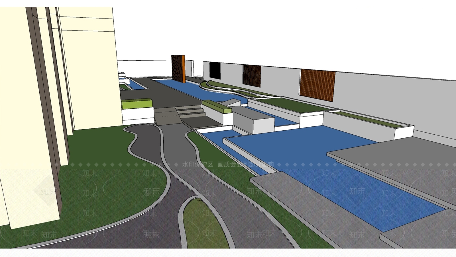 现代别墅景观庭院设计SU模型下载【ID:1149745668】