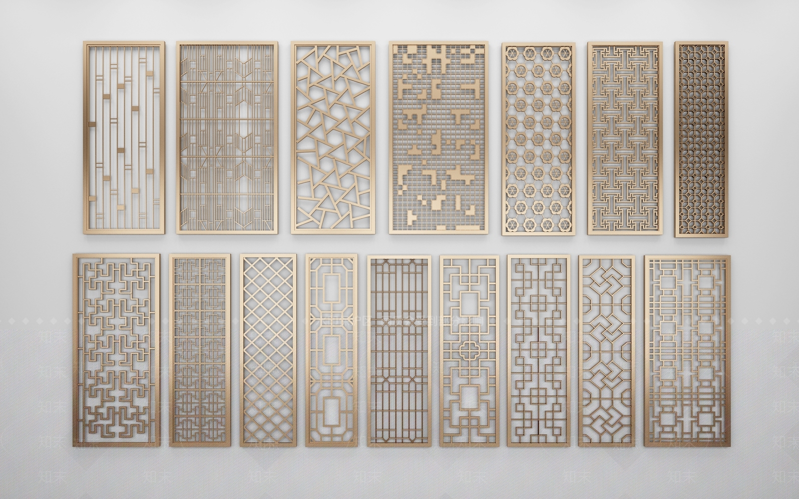 现代金属镂空铁艺雕花隔断3D模型下载【ID:1149745619】