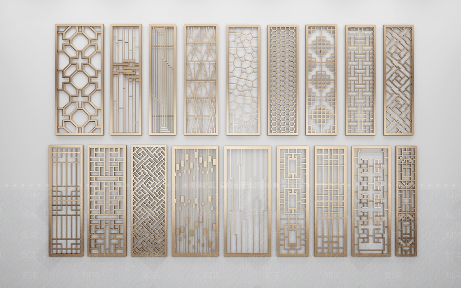 现代金属镂空铁艺雕花隔断3D模型下载【ID:1149745727】