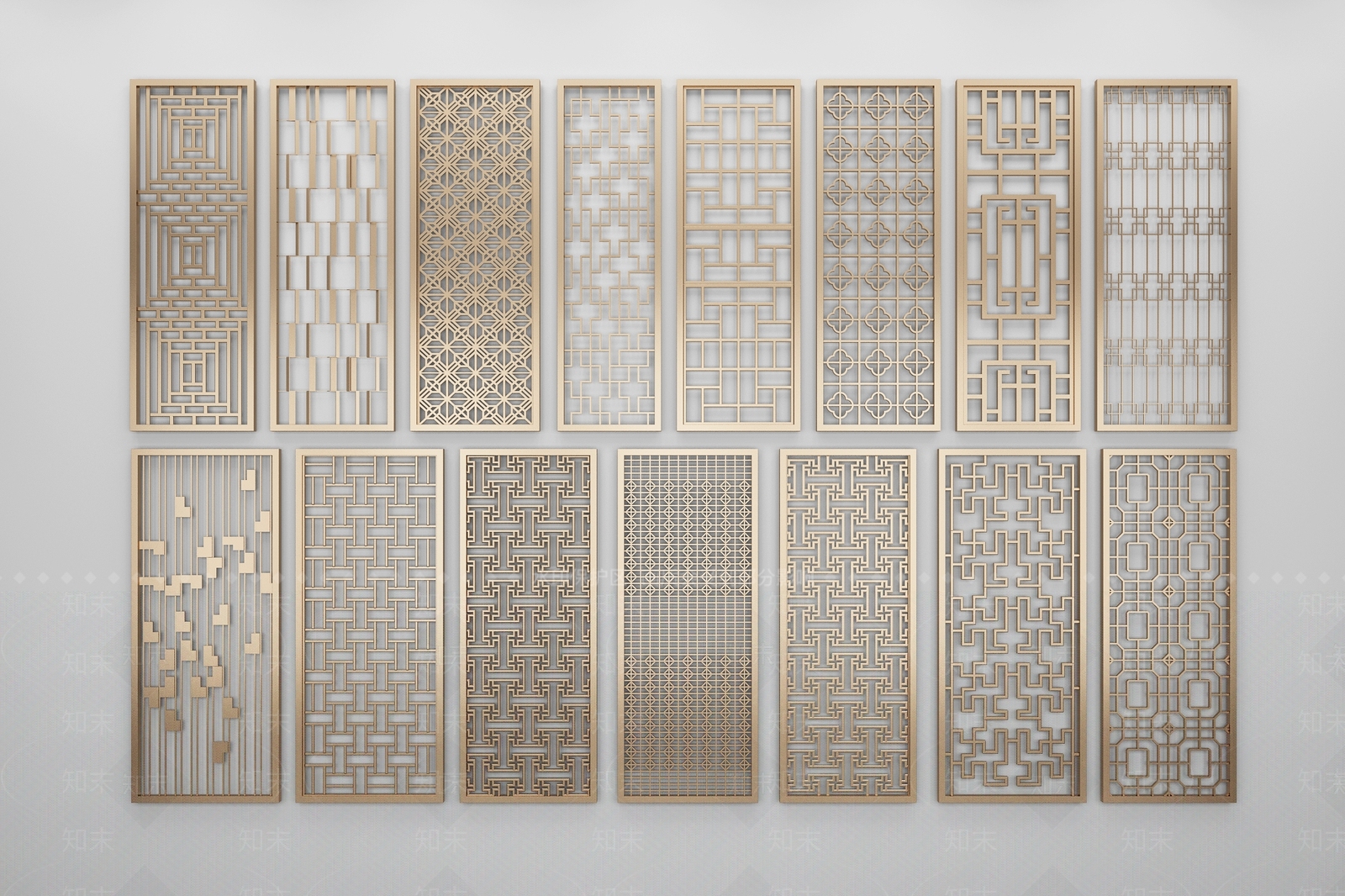 现代金属镂空铁艺雕花隔断3D模型下载【ID:1149745956】