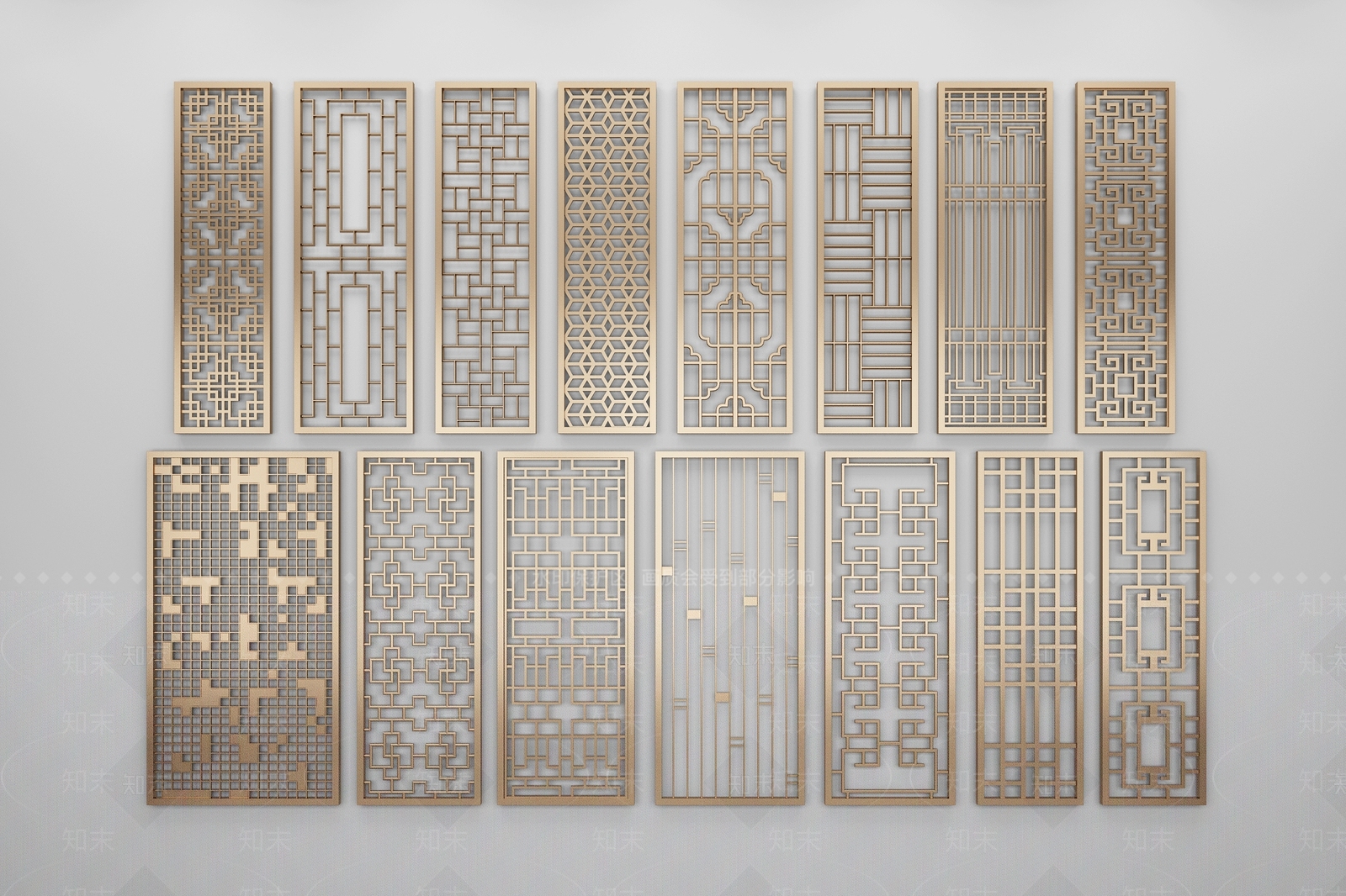 现代金属镂空铁艺雕花隔断3D模型下载【ID:1149745998】