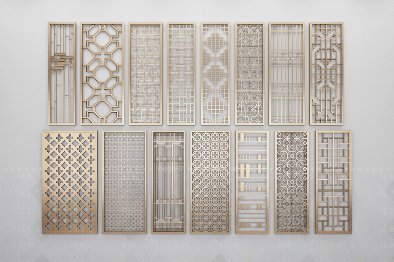 现代金属镂空铁艺雕花隔断3D模型下载【ID:1149746009】