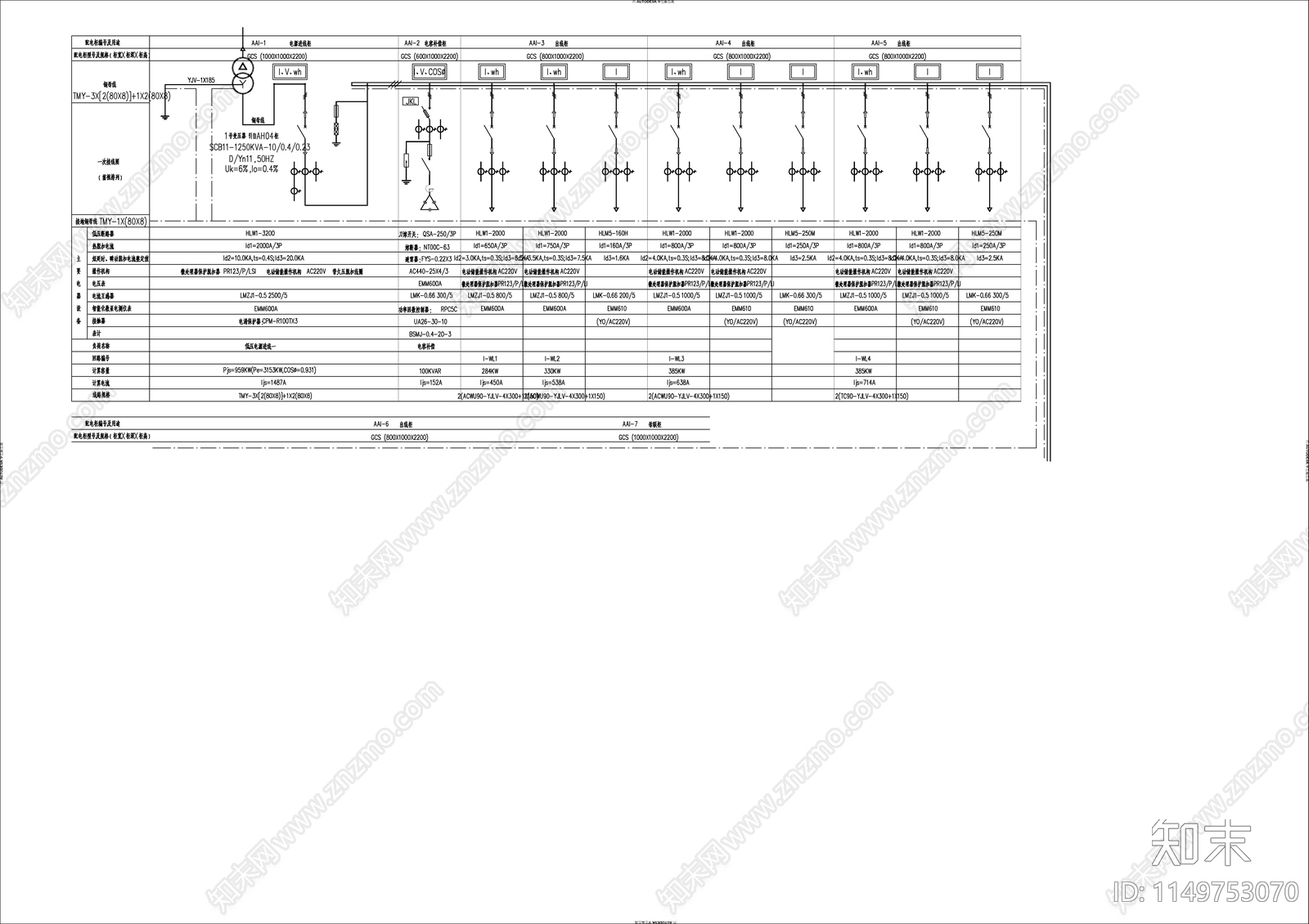 10KV变电站电气图cad施工图下载【ID:1149753070】