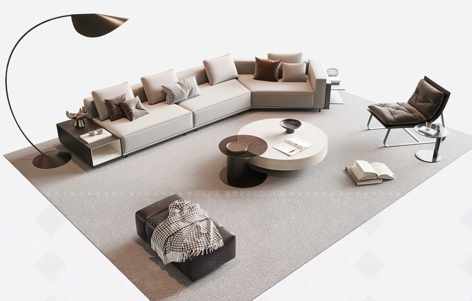 现代沙发茶几组合3D模型下载【ID:1149754994】_知末3d模型网