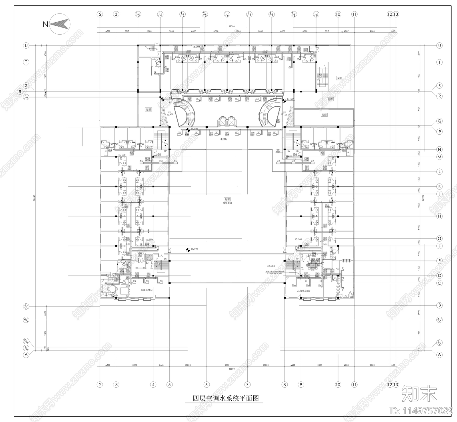 四层洗浴会所中心室内cad施工图下载【ID:1149757089】
