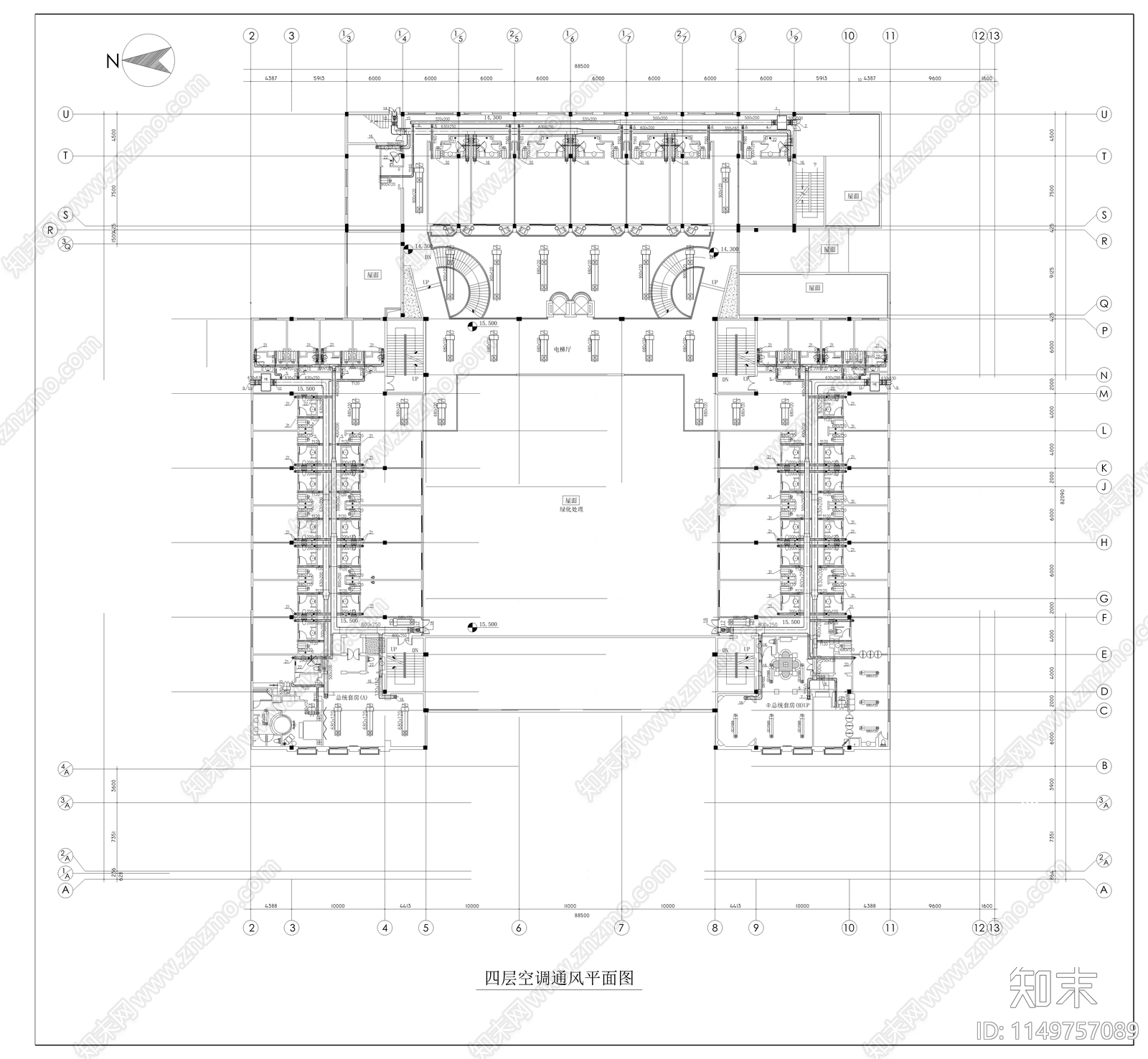 四层洗浴会所中心室内cad施工图下载【ID:1149757089】