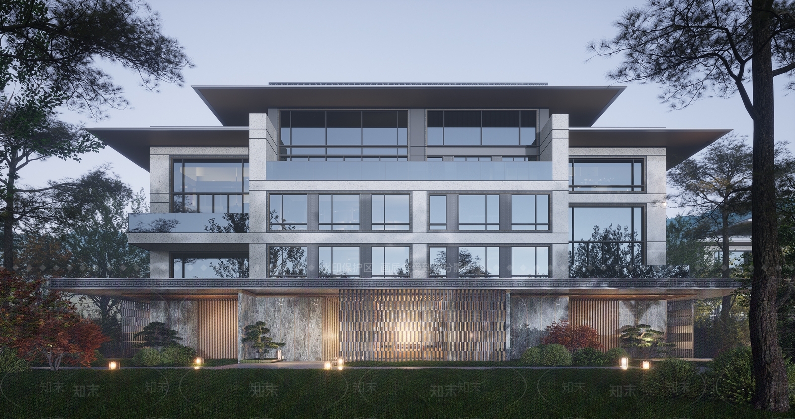 新中式双拼别墅SU模型下载【ID:1149760355】