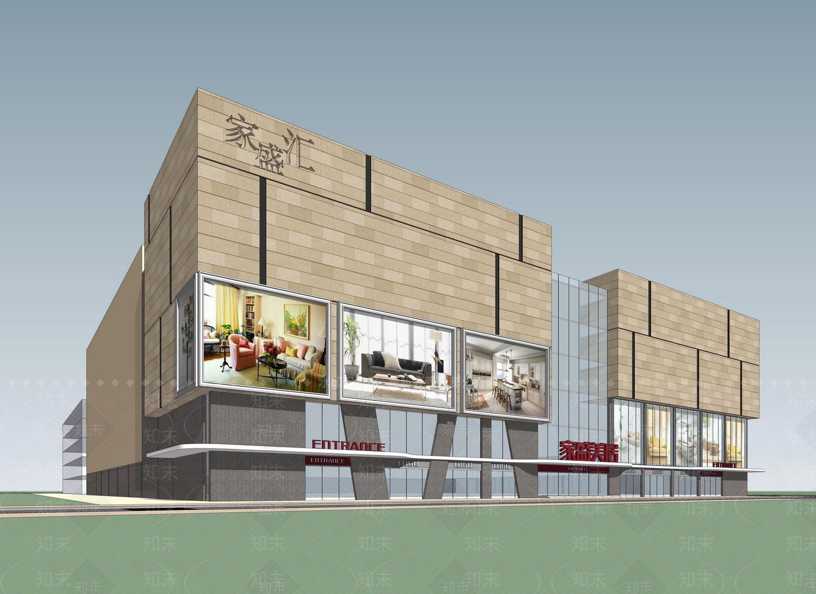 现代家具城建筑SU模型下载【ID:1149762129】