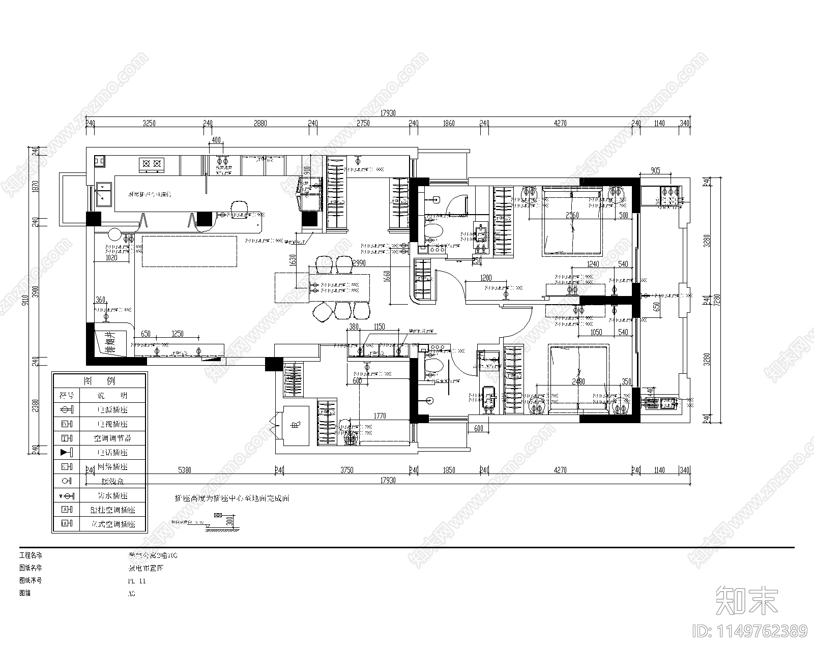 教师公寓室内cad施工图下载【ID:1149762389】