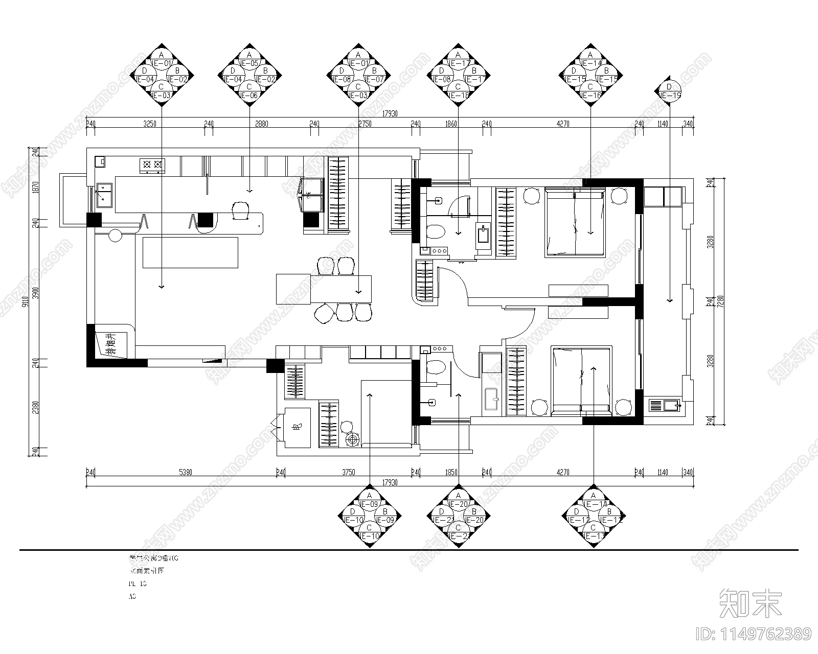 教师公寓室内cad施工图下载【ID:1149762389】