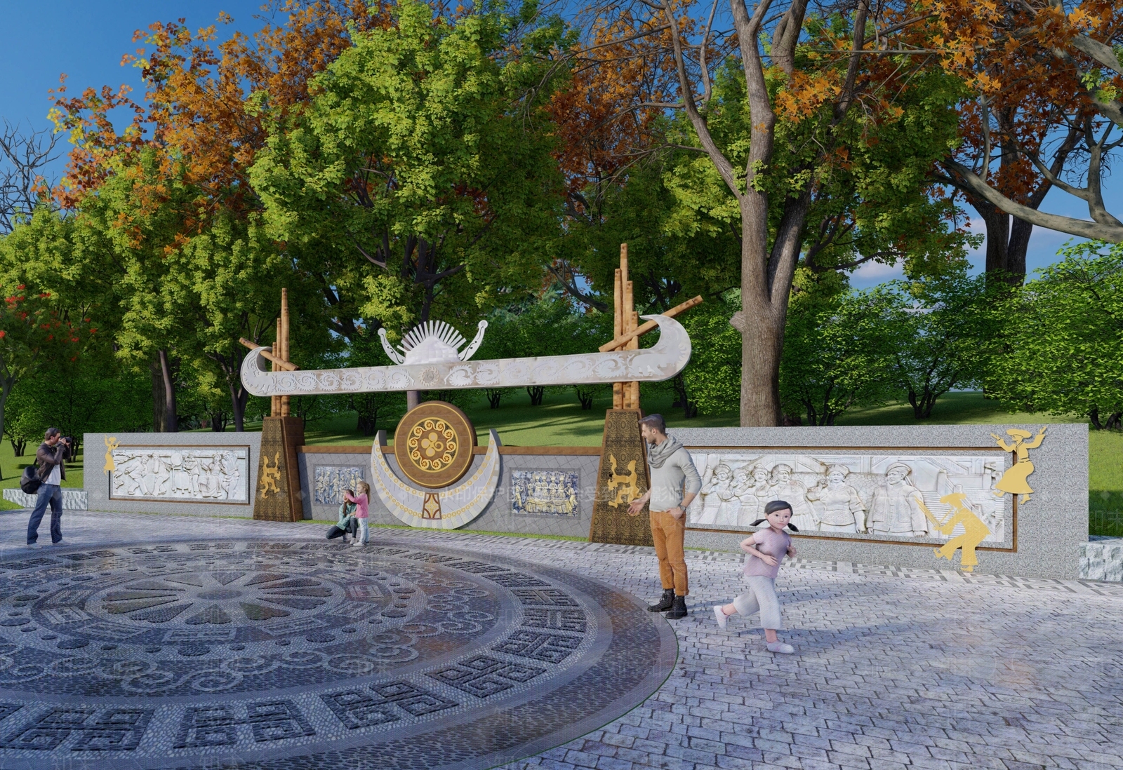中式苗族文化元素景墙SU模型下载【ID:1149762790】