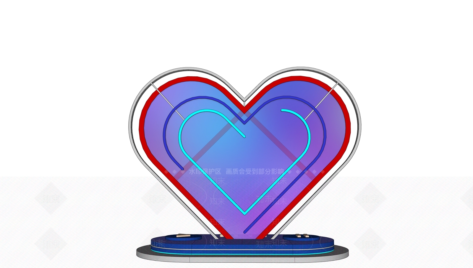 现代潮酷爱心发光霓虹装置小品SU模型下载【ID:1150242961】