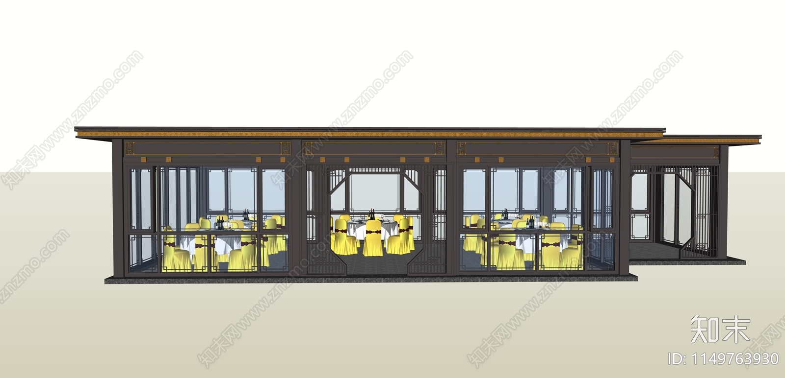 新中式户外餐厅SU模型下载【ID:1149763930】