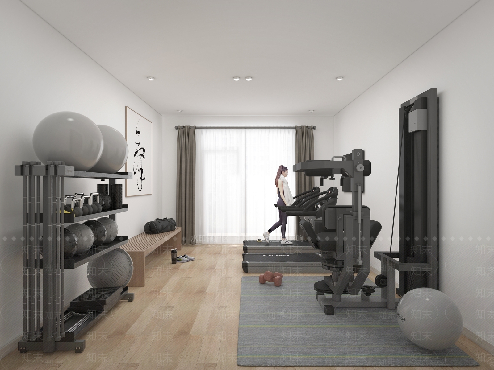 简约现代小型健身房3D模型下载【ID:1149765520】