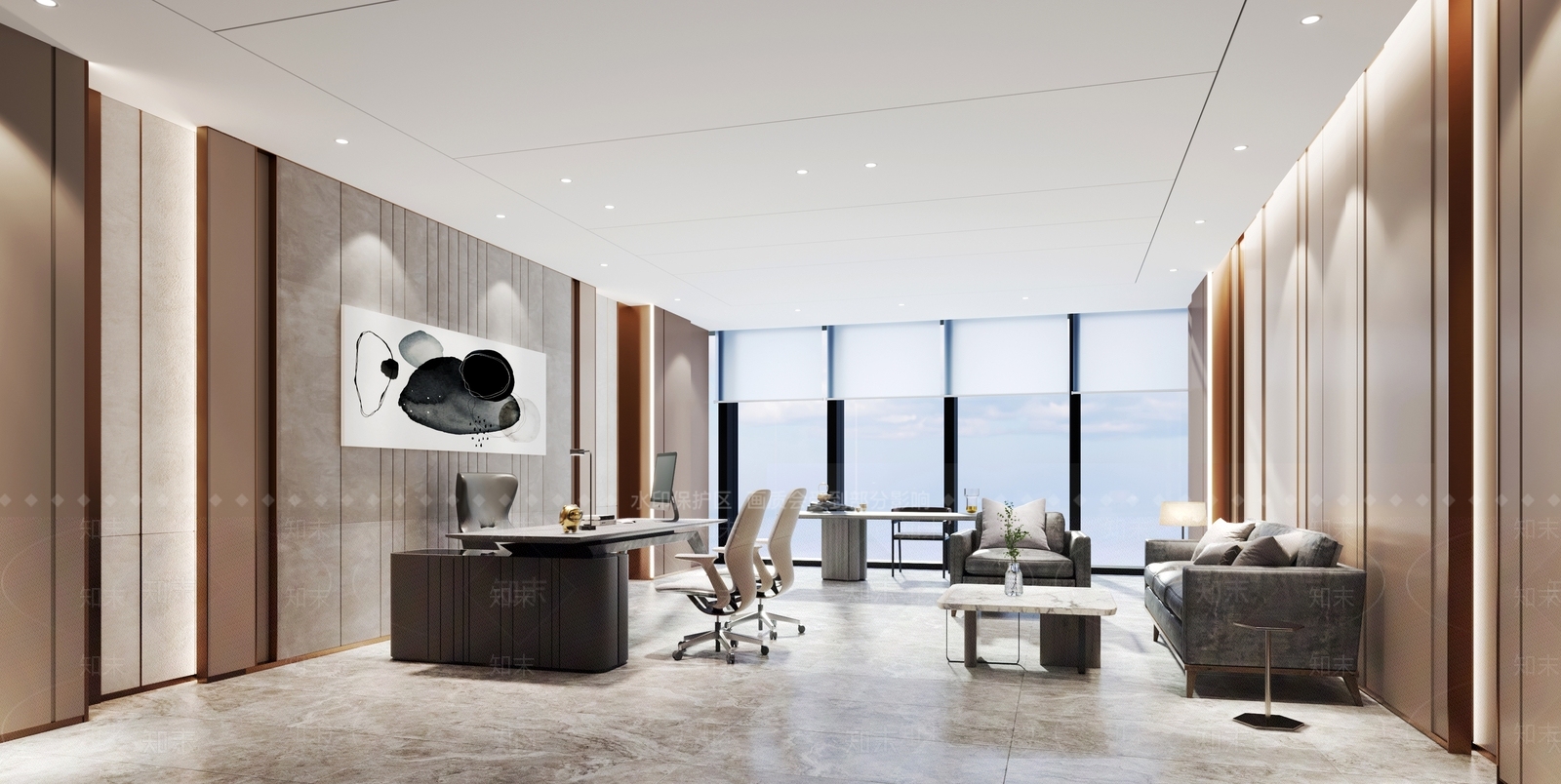 现代高级总裁经理办公室3D模型下载【ID:1149765350】