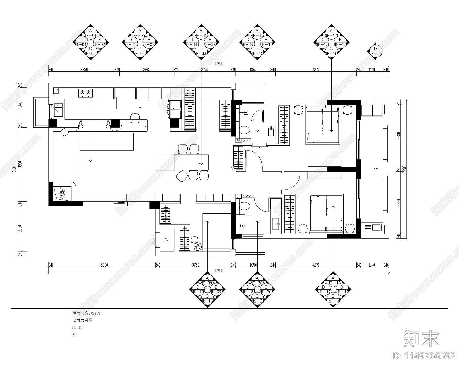 半岛花园公寓一层方案图cad施工图下载【ID:1149766592】