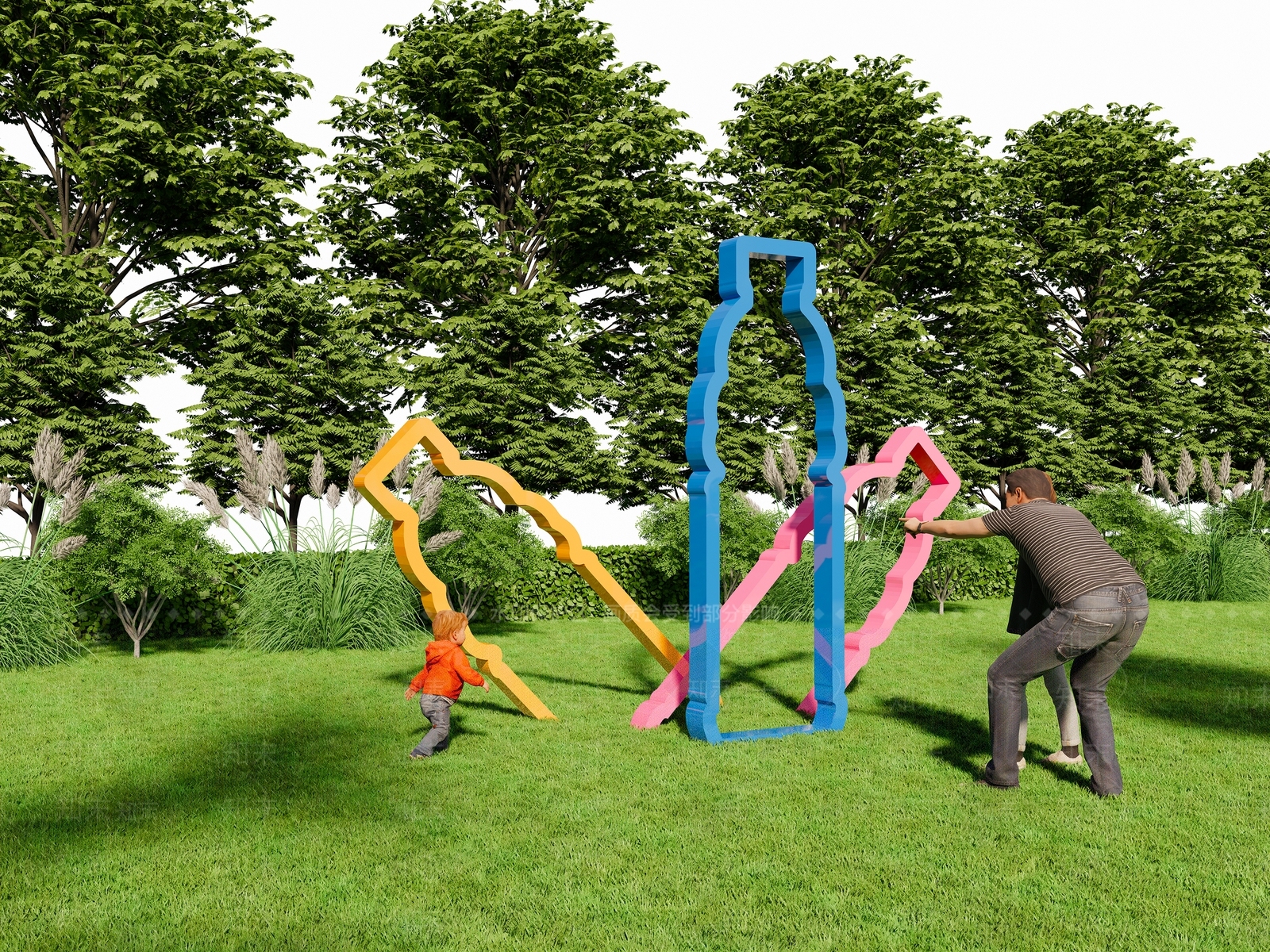 现代瓶子造型雕塑小品SU模型下载【ID:1149767532】