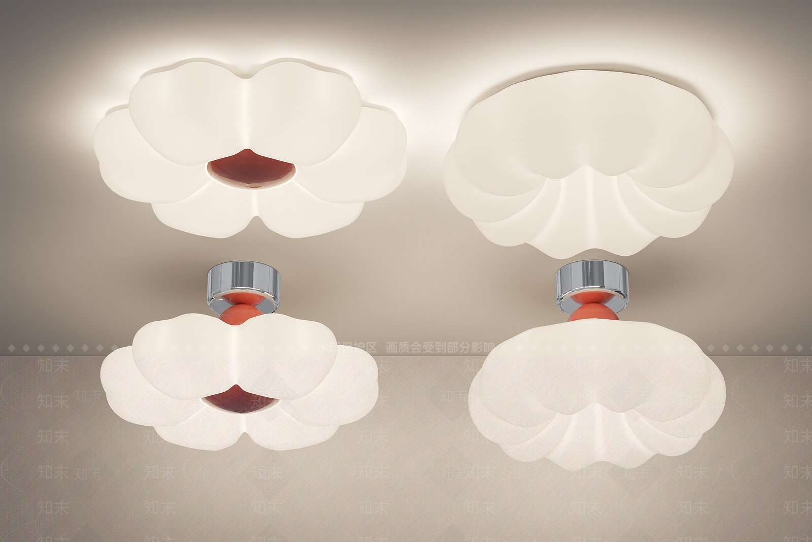 现代奶油风云朵凳卧室灯3D模型下载【ID:1149767318】