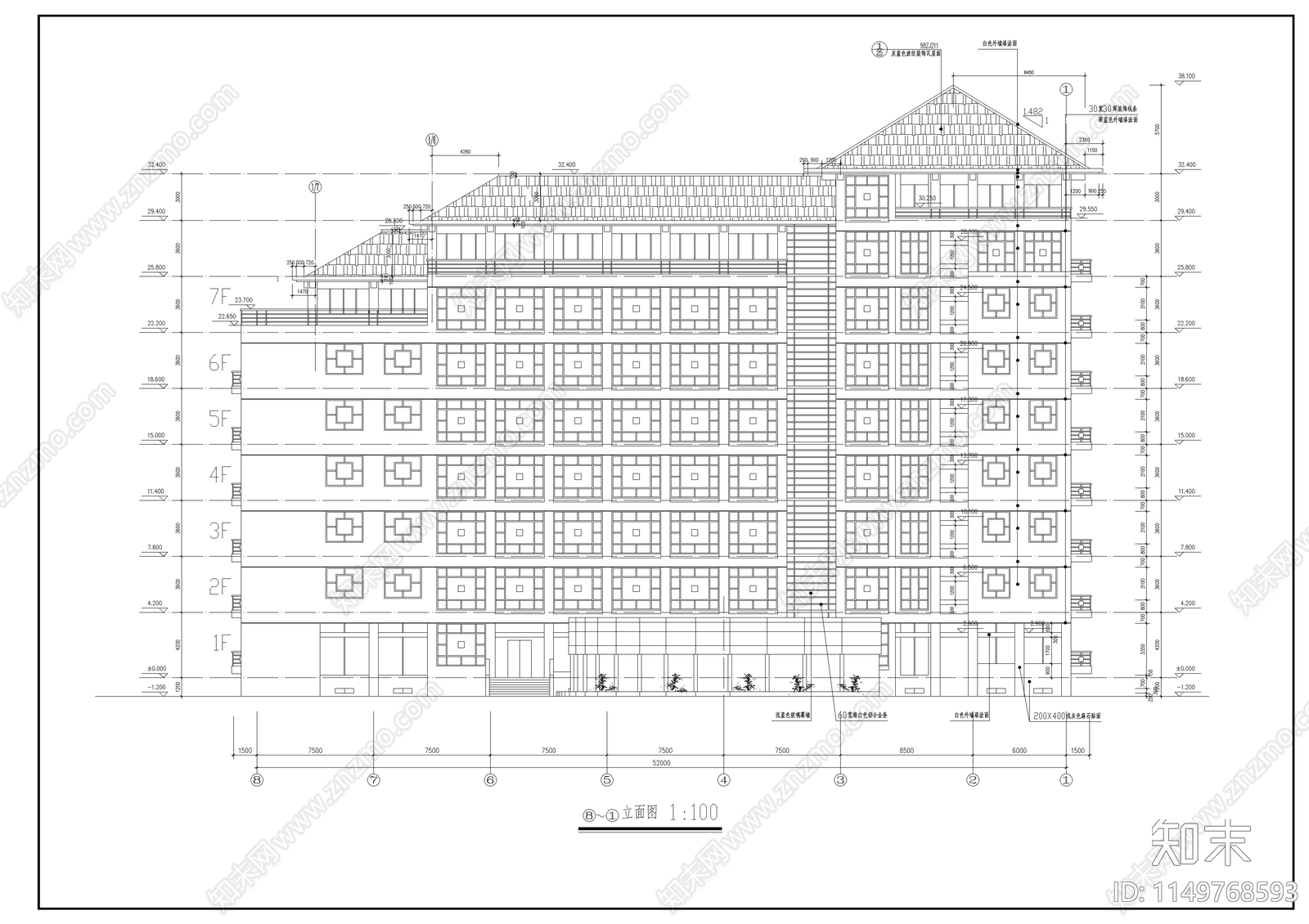 事业单位办公大楼建筑cad施工图下载【ID:1149768593】