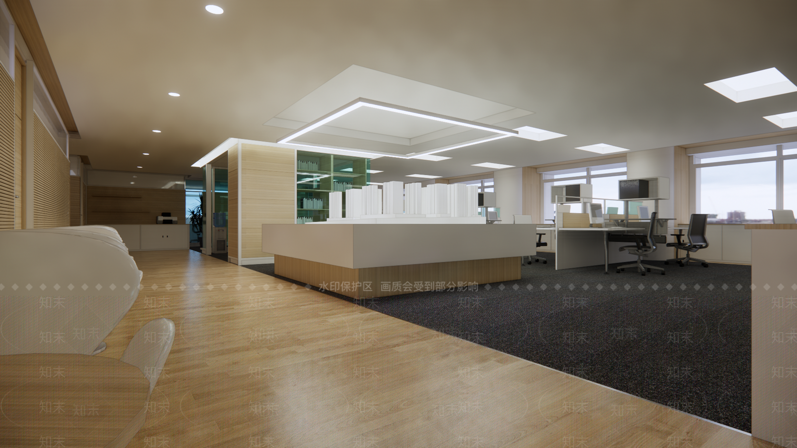 现代原木简约公司大堂SU模型下载【ID:1149768531】