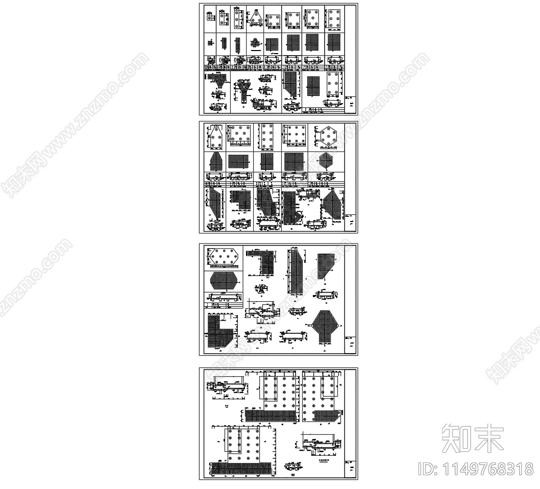承台配筋节点cad施工图下载【ID:1149768318】