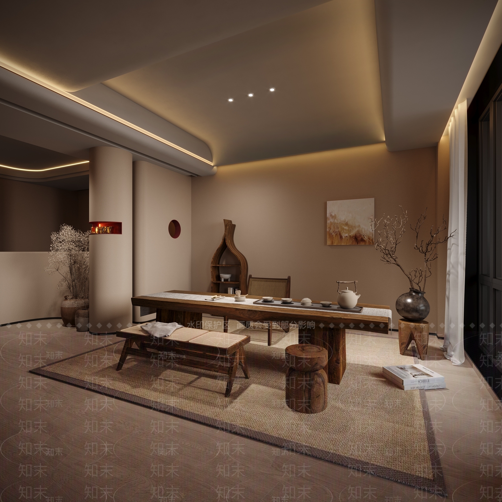 侘寂风泡茶区茶室3D模型下载【ID:1149770804】_知末3d模型网