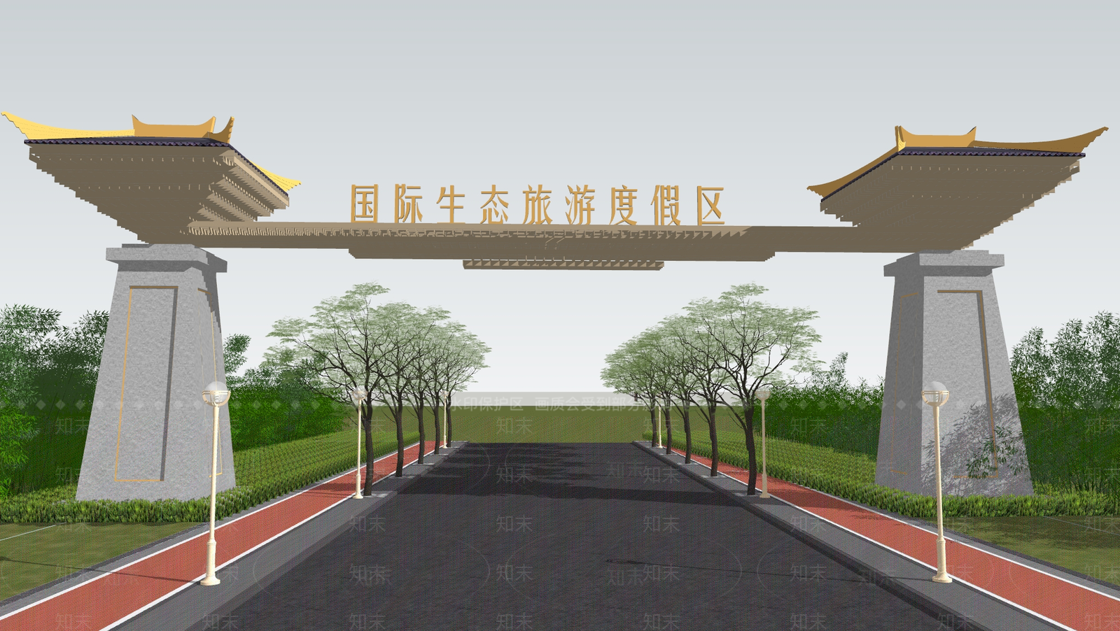 新中式牌坊牌楼SU模型下载【ID:1149771133】