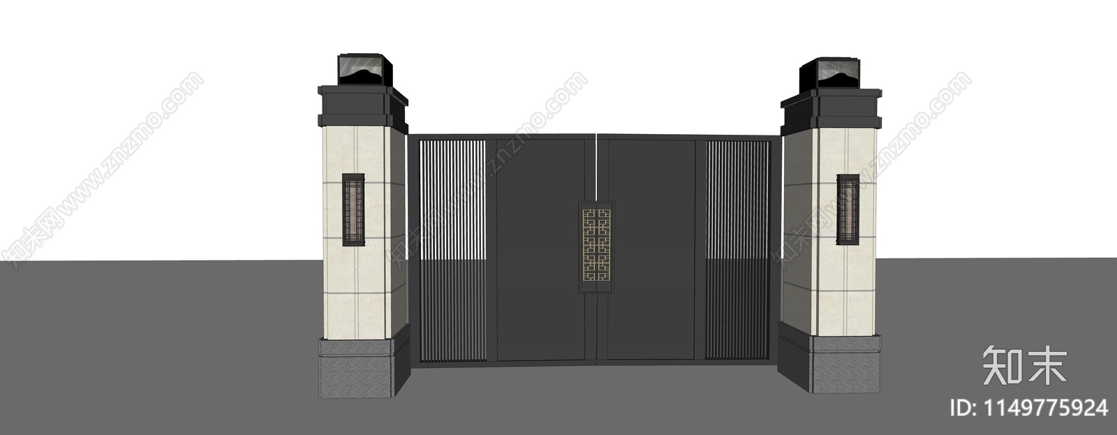 新中式庭院门SU模型下载【ID:1149775924】