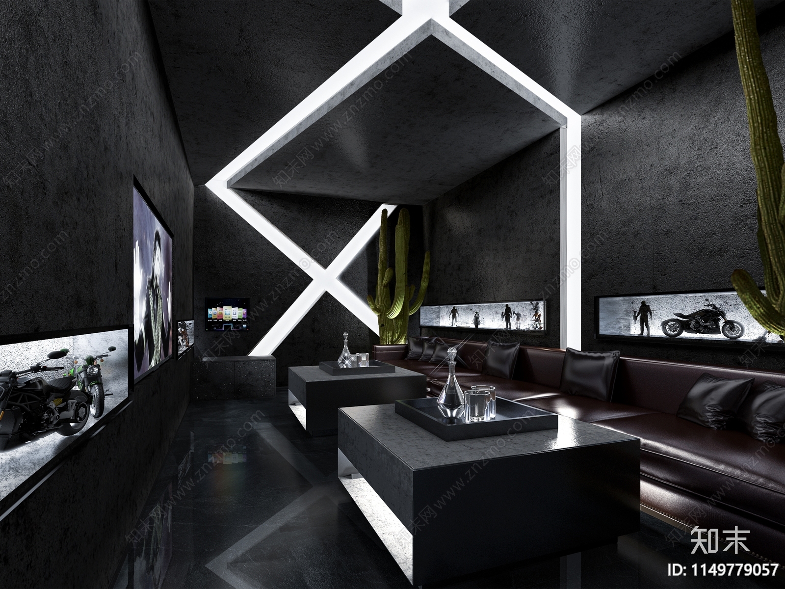 现代工业风酒吧KTV包厢3D模型下载【ID:1149779057】