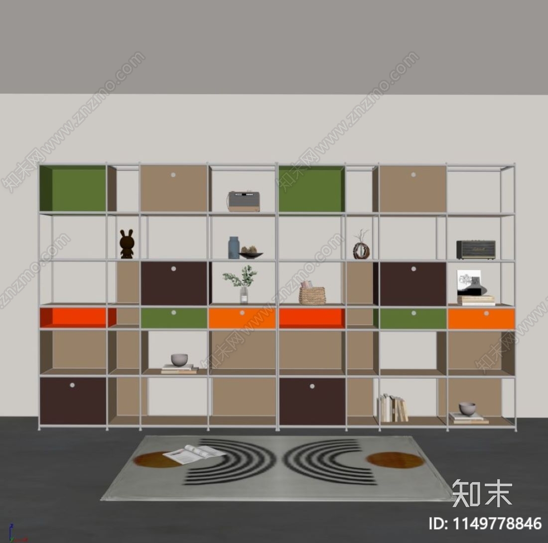 现代孟菲斯风装饰架SU模型下载【ID:1149778846】