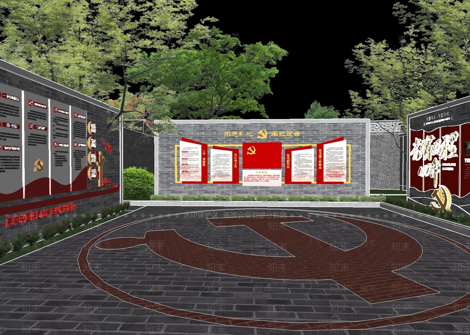 新中式红色纪念馆SU模型下载【ID:1149788053】