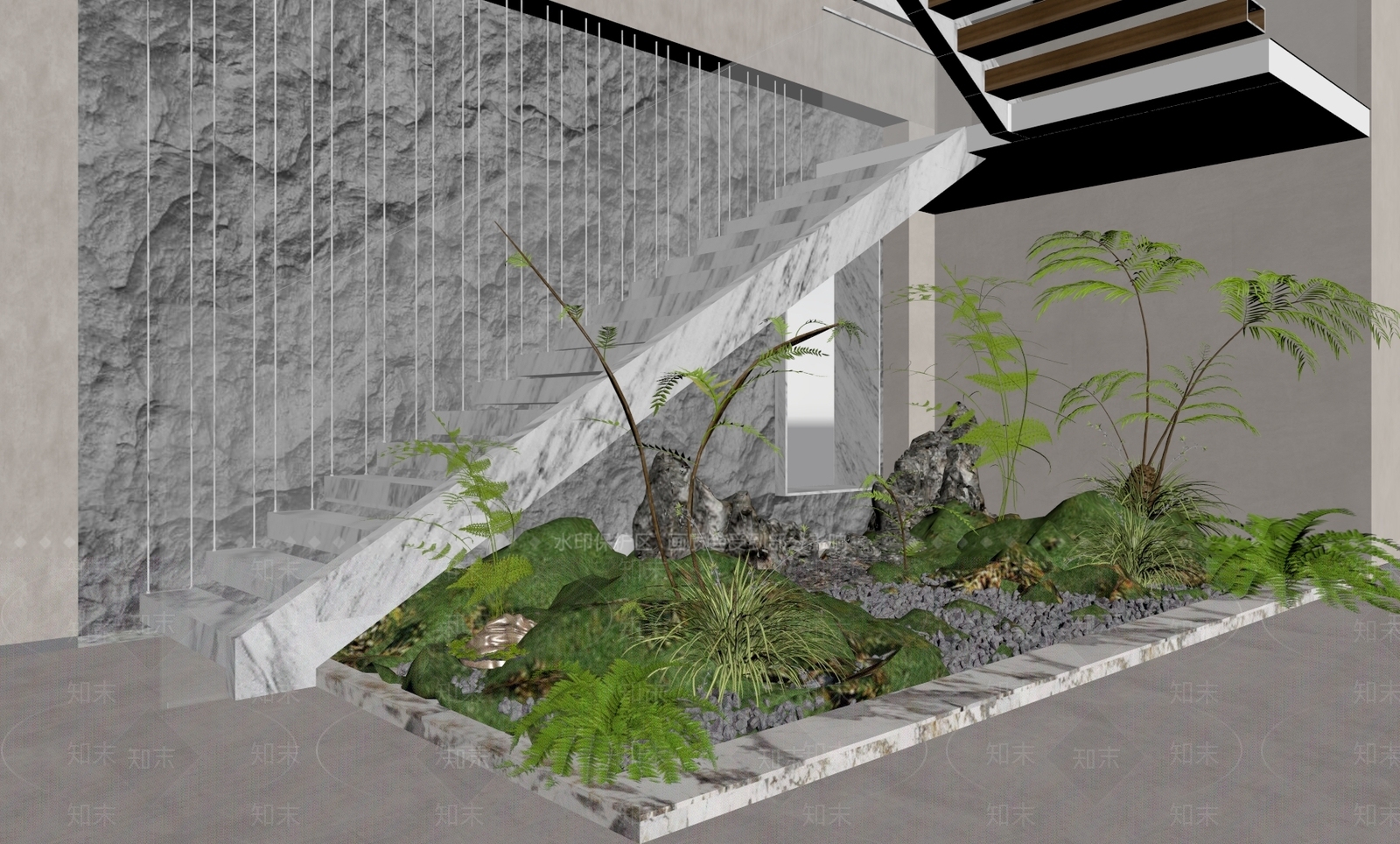 现代楼梯间SU模型下载【ID:1149789414】