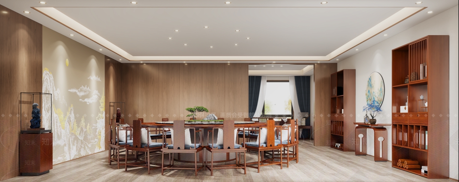 新中式酒店餐厅包间3D模型下载【ID:1149789893】