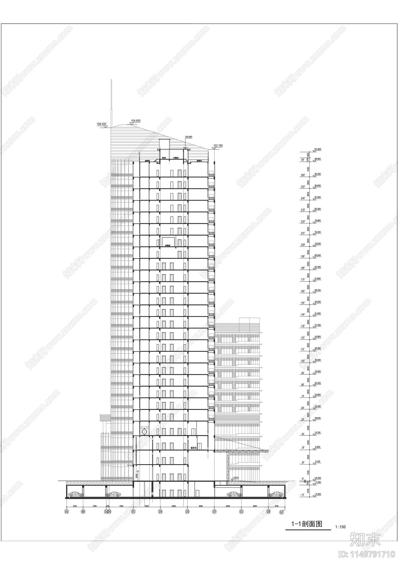 杭州康恩贝大厦200cad施工图下载【ID:1149791710】