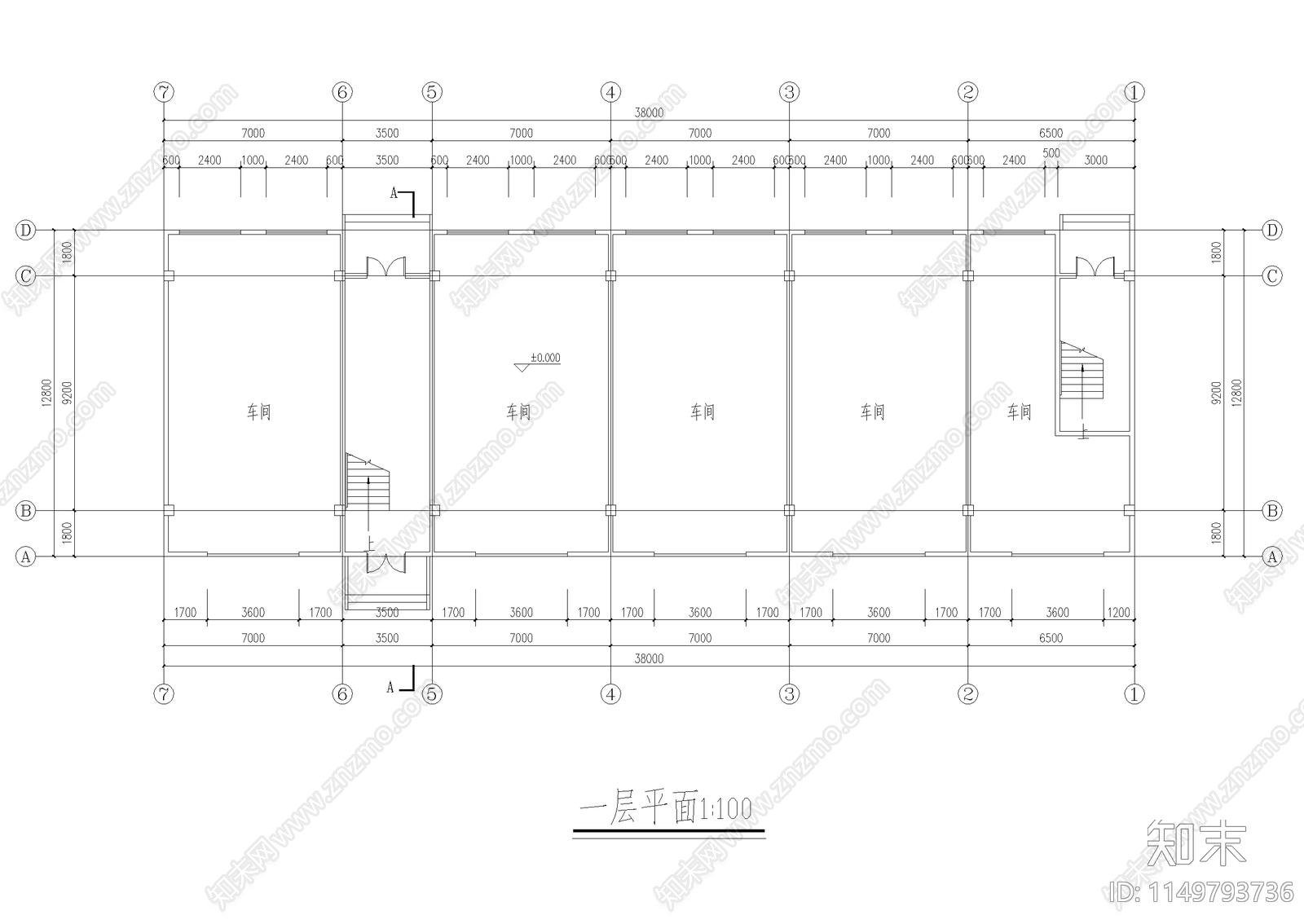 工业车间厂房修理车间建筑cad施工图下载【ID:1149793736】