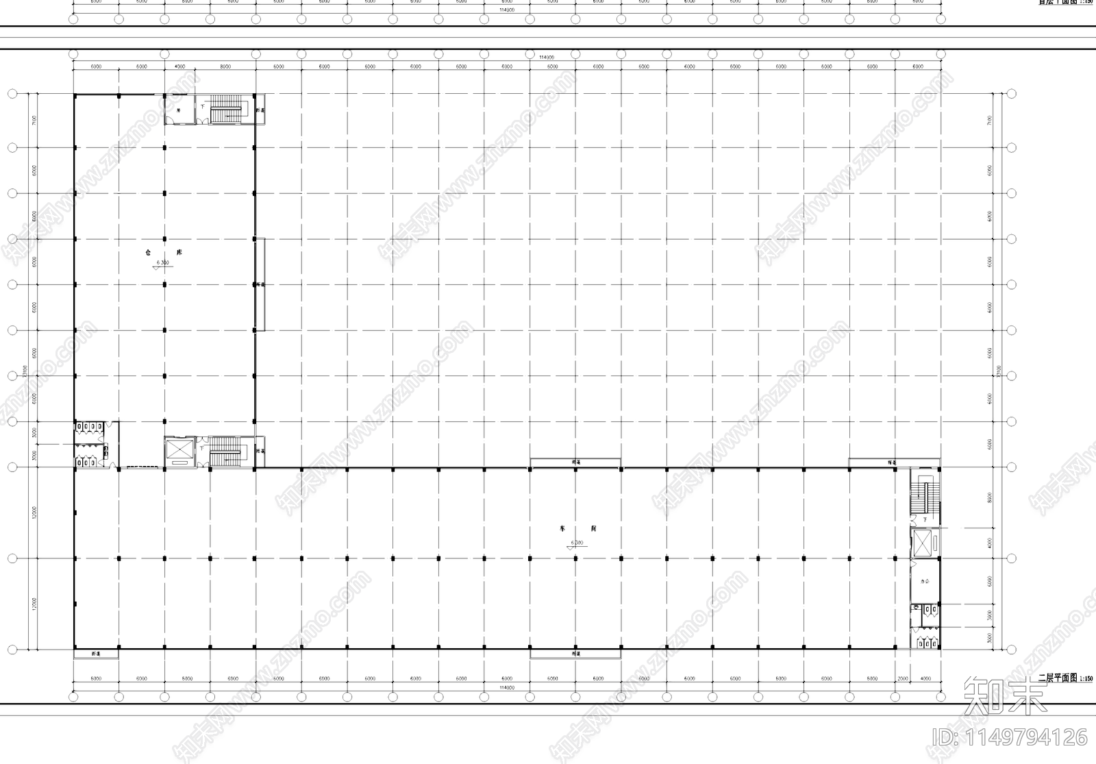 工业车间仓库厂房建筑cad施工图下载【ID:1149794126】