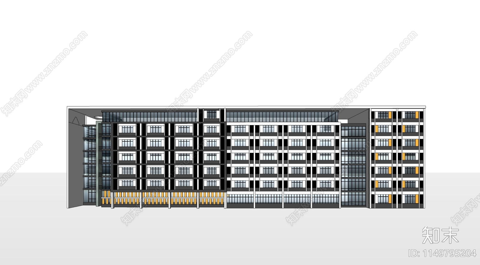 现代医院设计建筑SU模型下载【ID:1149795204】