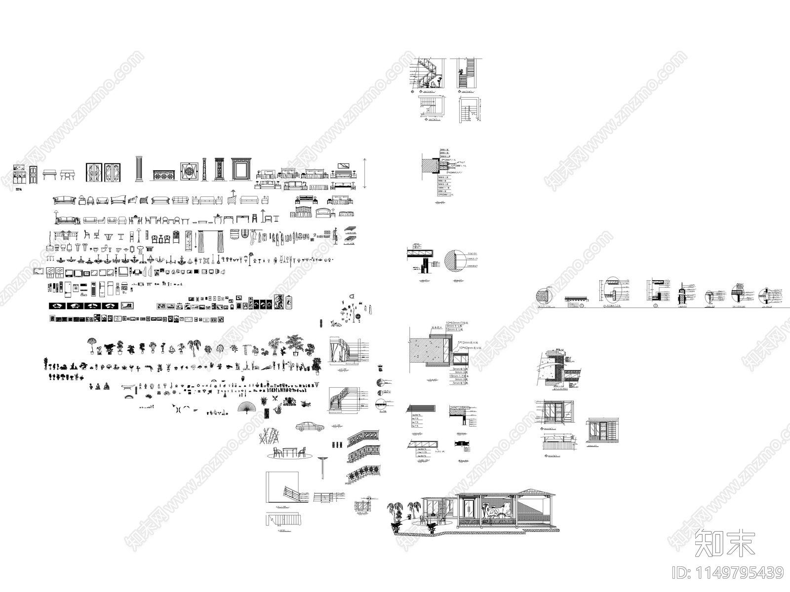 立面图库大全cad施工图下载【ID:1149795439】