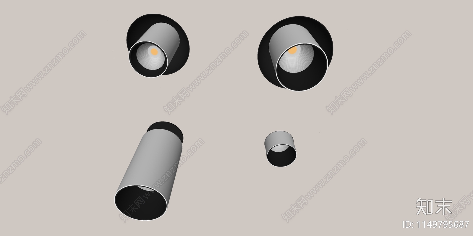 现代筒灯射灯SU模型下载【ID:1149795687】