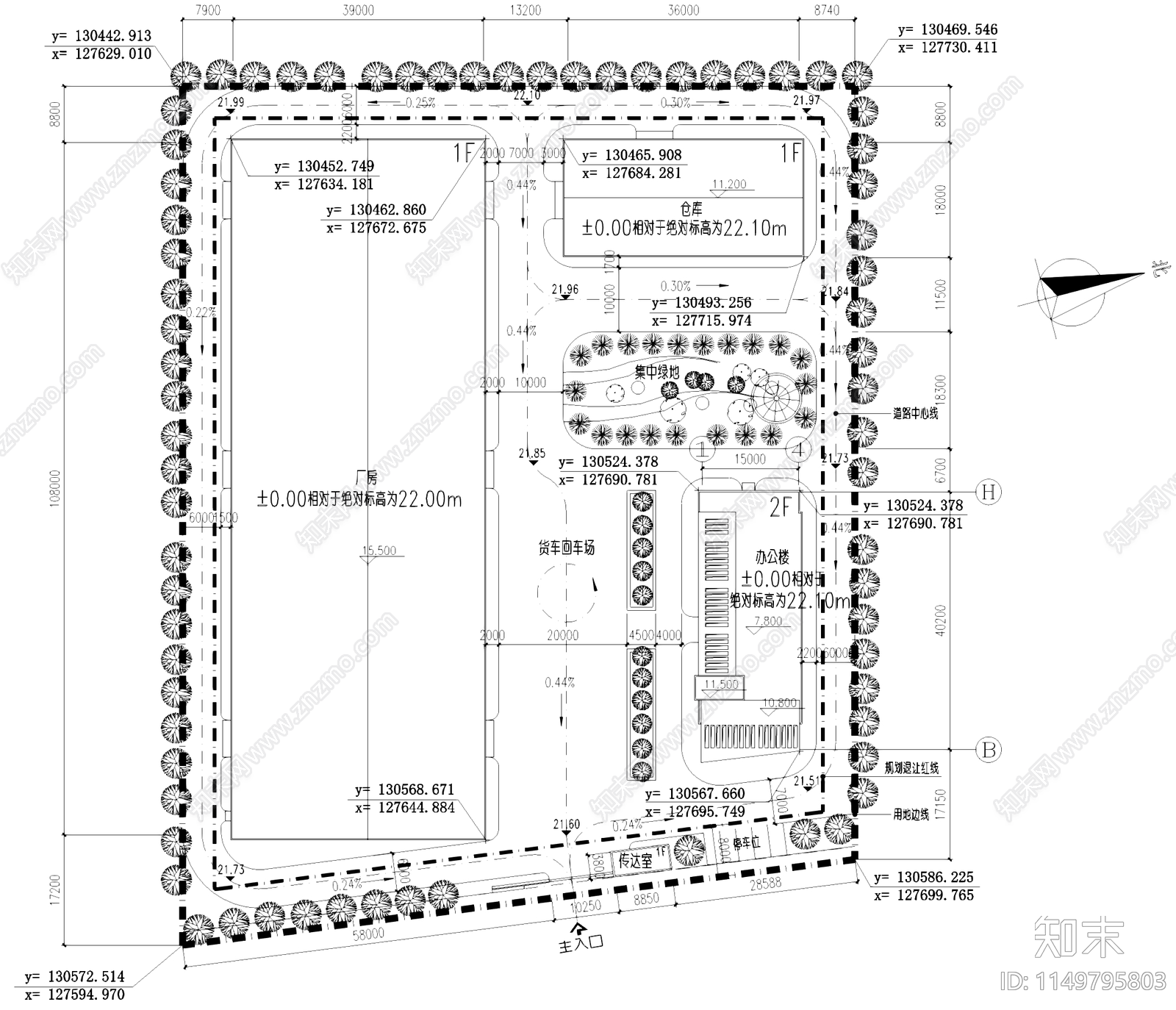 化工设备工业园办公厂房传达室建筑cad施工图下载【ID:1149795803】