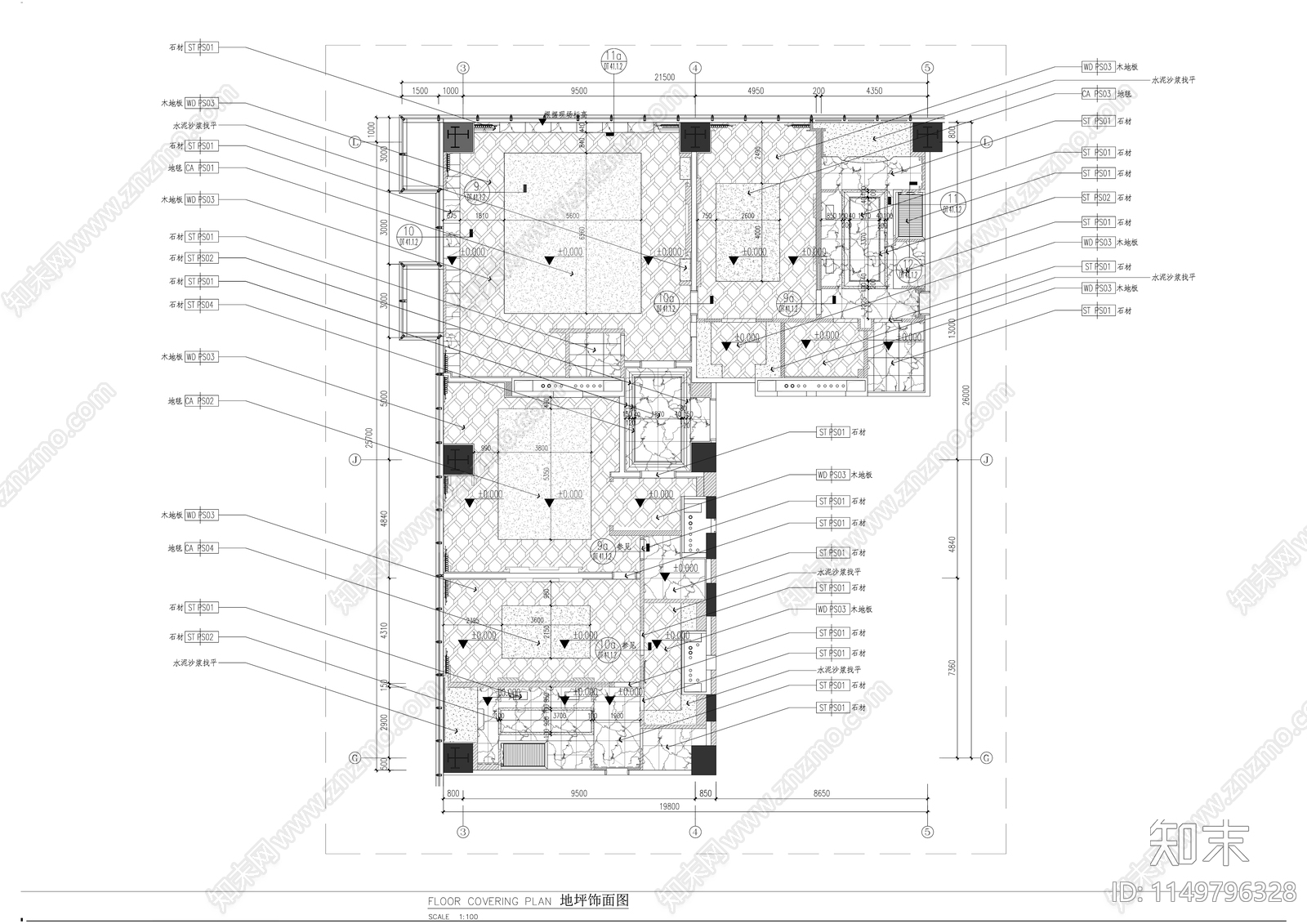 五星级酒店豪华总统套房平面图cad施工图下载【ID:1149796328】