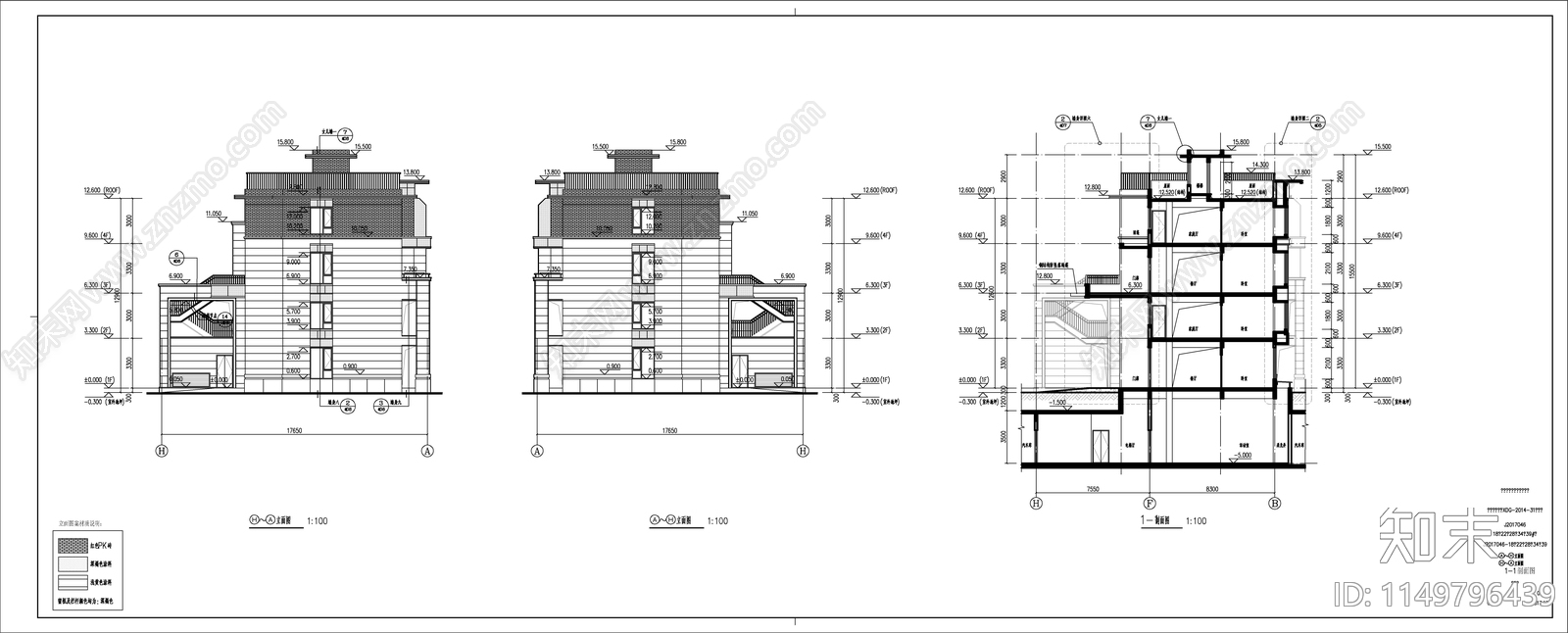 新中式多层联排住宅cad施工图下载【ID:1149796439】