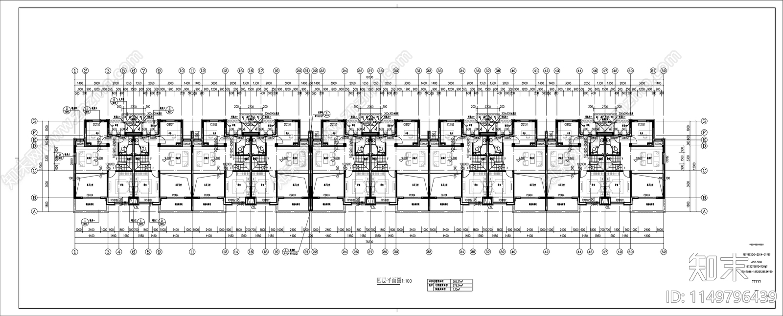 新中式多层联排住宅cad施工图下载【ID:1149796439】