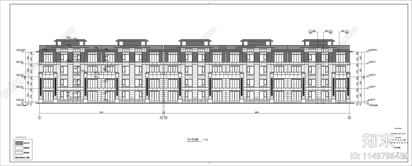 新中式多层联排住宅cad施工图下载【ID:1149796439】